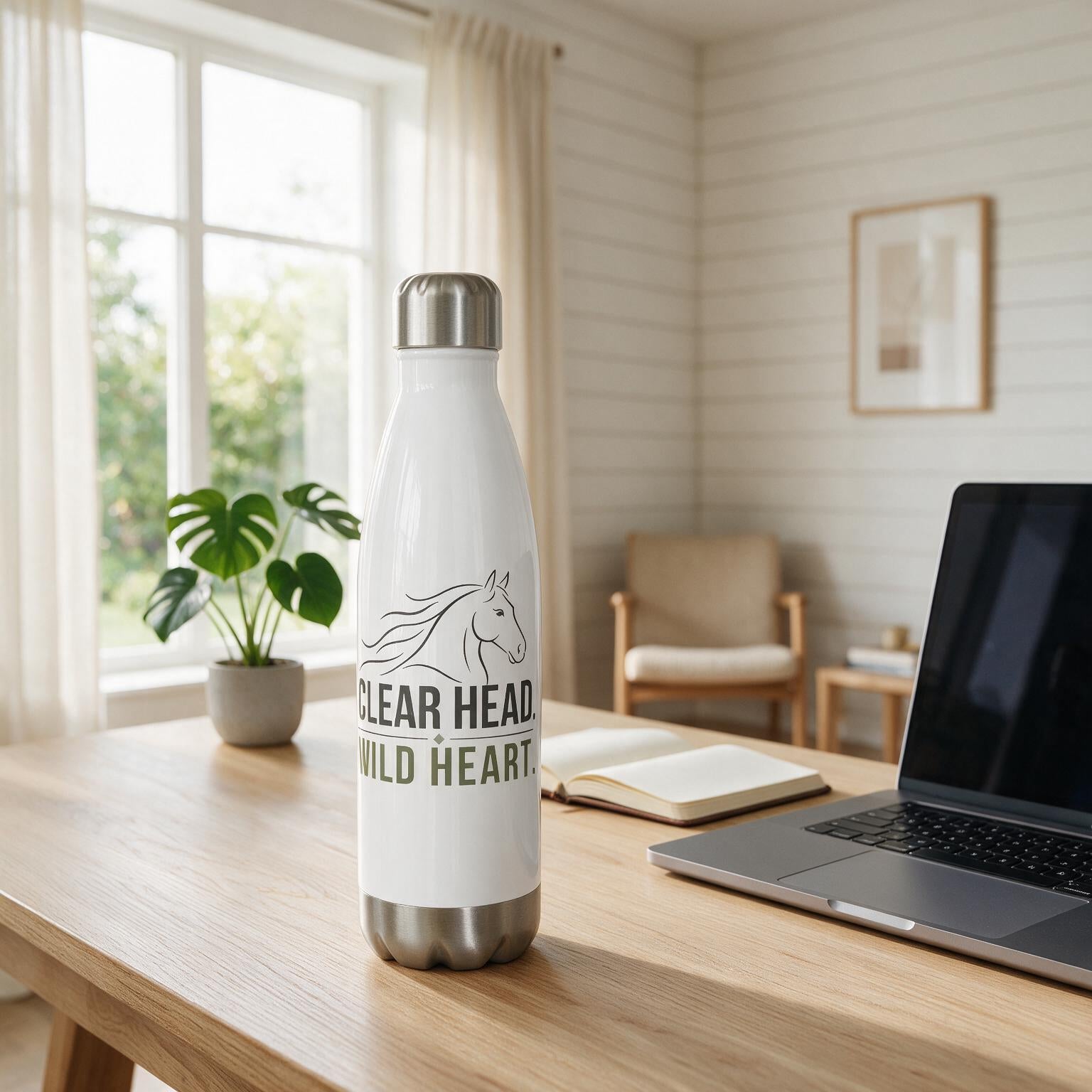 Clear Head. Wild Heart. Stainless Steel Water Bottle | 17 oz Insulated Travel Bottle