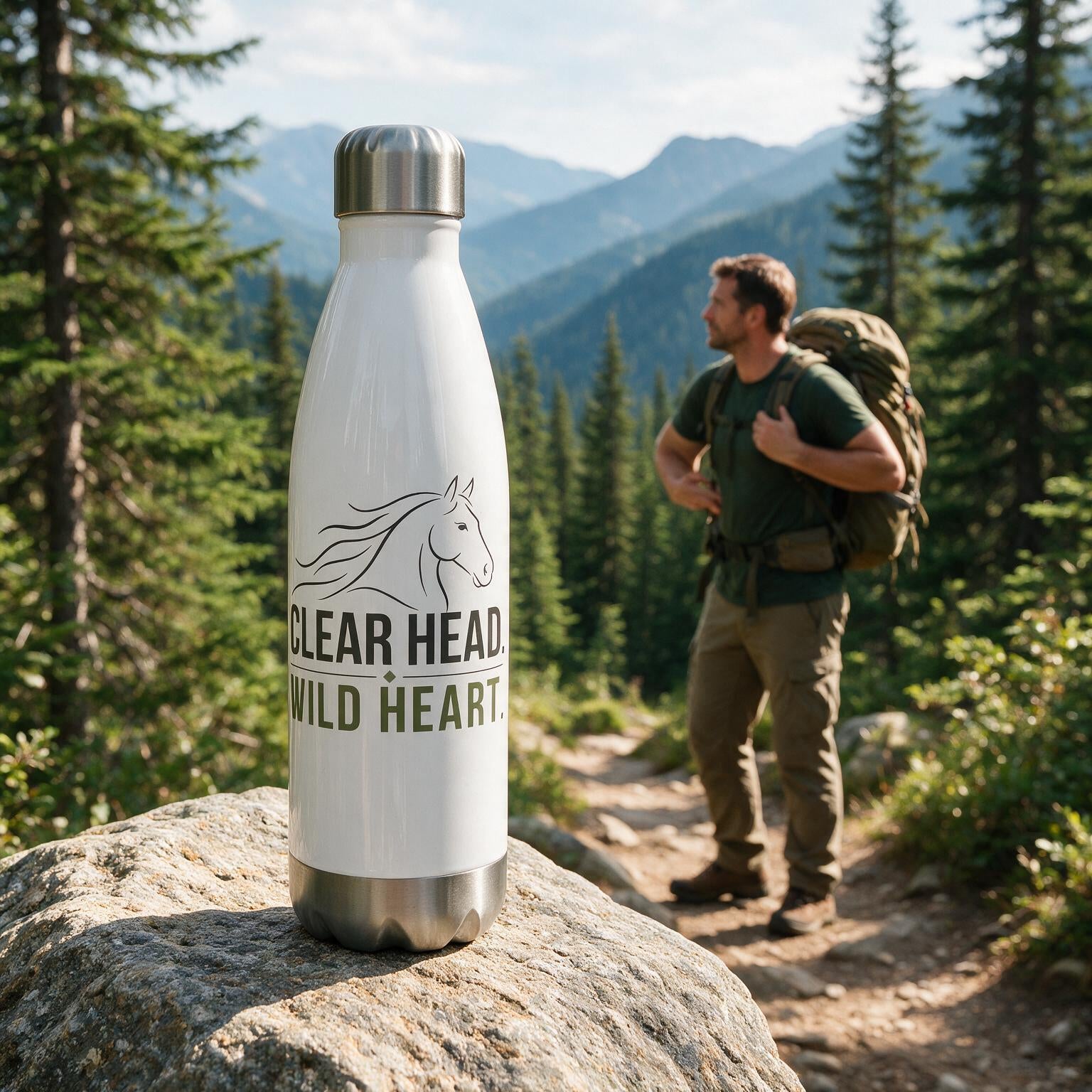 Clear Head. Wild Heart. Stainless Steel Water Bottle | 17 oz Insulated Travel Bottle