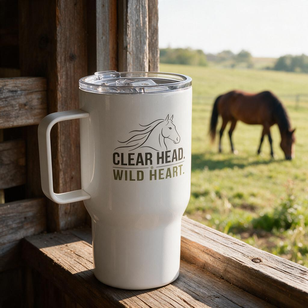 Clear Head. Wild Heart. Travel Mug with Handle