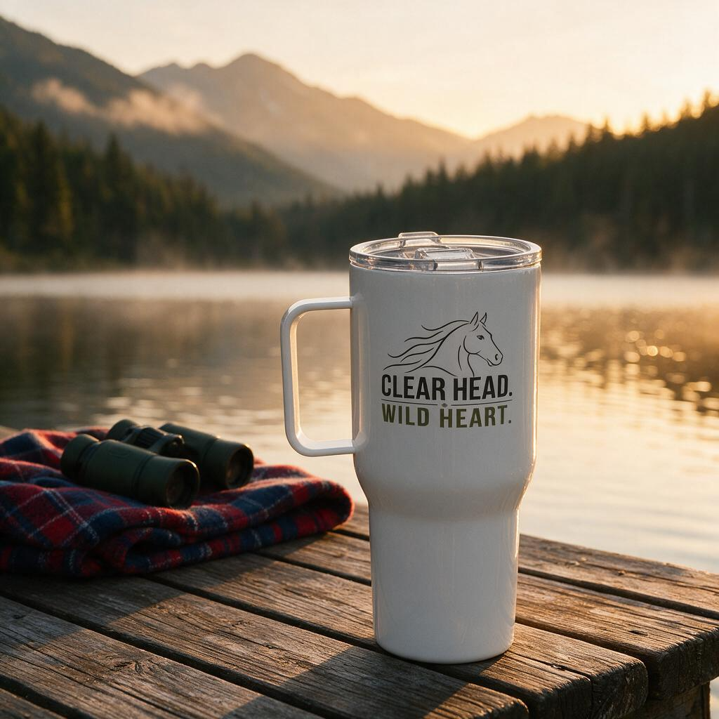 Clear Head. Wild Heart. Travel Mug with Handle